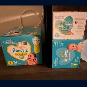 Pampers swaddler size 1
Pampers baby dry size 1 
Pampers pure protection size 1